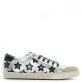 ASH Majestic Green Metallic Leather Star Motif Trainers | sports luxe shoes | silver sneakers