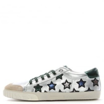 ASH Majestic Green Metallic Leather Star Motif Trainers | sports luxe shoes | silver sneakers - flipped