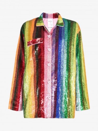 Ashish Rainbow Sequin Pyjama Blouse | colourful sequined blouses - flipped