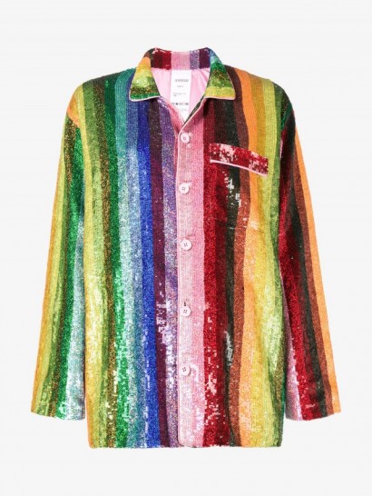 Ashish Rainbow Sequin Pyjama Blouse | colourful sequined blouses