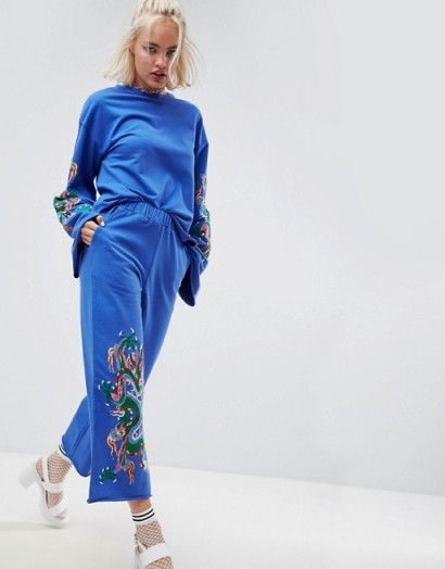 ASOS Joggers with Dragon Embroidery Co-ord – embroidered cobalt blue jogger