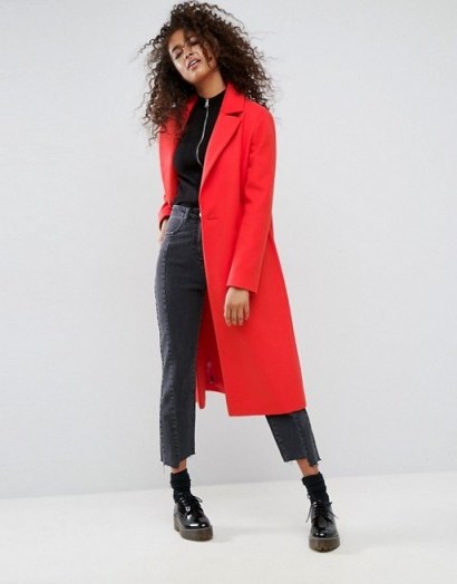 ASOS Longline Boyfriend Coat | red winter coats - flipped