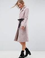 ASOS Longline Faux Fur Coat with Side Belt Detail / lilac coats