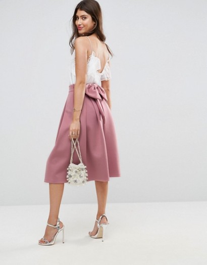 ASOS Scuba Prom Skirt with Bow Back Detail