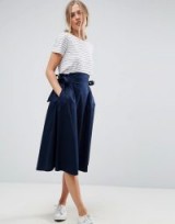 ASOS Tailored Midi Skirt With Tie Side | navy skirts
