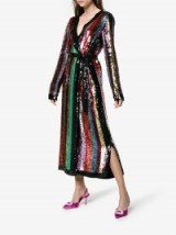 Attico Sequin Embellished Full Length Dress | multi-colored stripe sequined dresses