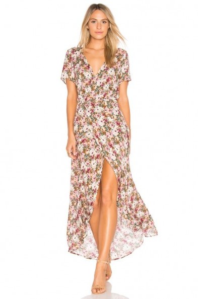 AUGUSTE WILD ROSE MAXI WRAP DRESS – floral prints – long printed dresses - flipped