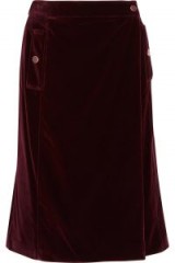 VANESSA SEWARD Aydee cotton-blend velvet wrap skirt – burgundy skirts