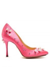 CHARLOTTE OLYMPIA Bacall crystal-embellished stiletto pumps ~ pink courts ~ pearls & crystals