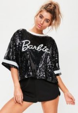 barbie x missguided black sequin t-shirt