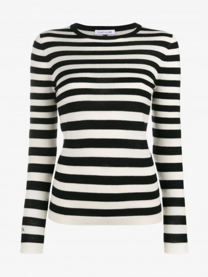 Bella Freud Skinny Minnie Striped Jumper | black and white cashmere jumpers - flipped