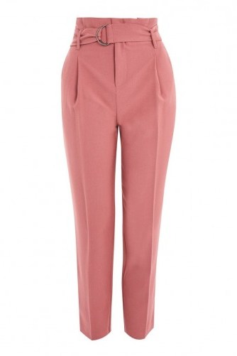 Topshop Belted Peg Trousers | pink pants - flipped