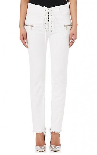 BEN TAVERNITI UNRAVEL PROJECT Lace-Up Skinny Jeans ~ white denim - flipped