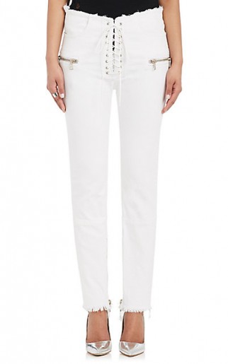 BEN TAVERNITI UNRAVEL PROJECT Lace-Up Skinny Jeans ~ white denim