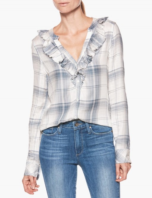 Paige Denim BERNETTE SHIRT – BLANC DYLAN PLAID #tartan #shirts #casual #ruffled