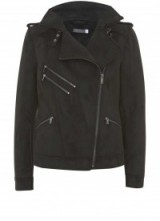 Mint Velvet BLACK BONDED FAUX SUEDE BIKER / jackets