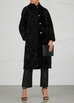 LANVIN Black chenille coat ~ chic coats - flipped