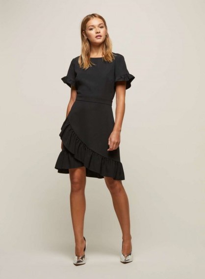 Miss Selfridge Black Frill Hem Skater Dress ~ going out dresses p - flipped