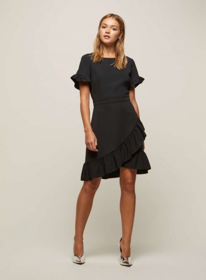 Miss Selfridge Black Frill Hem Skater Dress ~ going out dresses p