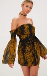 BLACK RUCHED BARDOT CORSET DETAIL BODYCON DRESS ~ off shoulder party dresses