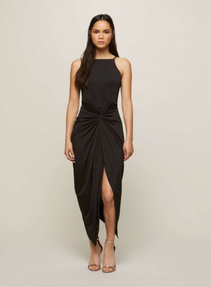 MISS SELFRIDGE Black Twist Drape Maxi Dress