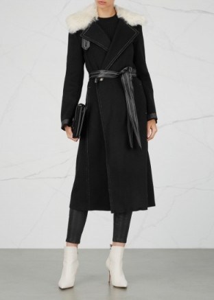 HELMUT LANG Black wool and cashmere blend coat – luxury winter coats - flipped