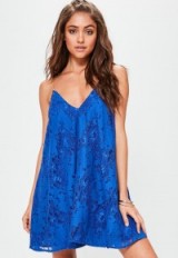 Missguided blue gold chain lace swing dress – strappy party dresses #3