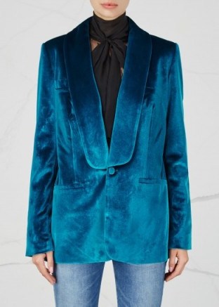 SELF-PORTRAIT Blue velvet blazer - flipped