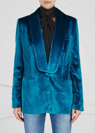 SELF-PORTRAIT Blue velvet blazer