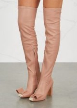 VALENTINO Blush leather over-the-knee boots