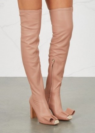 VALENTINO Blush leather over-the-knee boots - flipped
