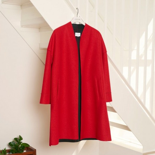 WAREHOUSE BONDED SWING COAT ~ bright red coats ~ Autumn/Winter outerwear - flipped