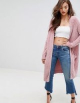 Boohoo Chenille Slouchy Cardigan | long pink cardigans