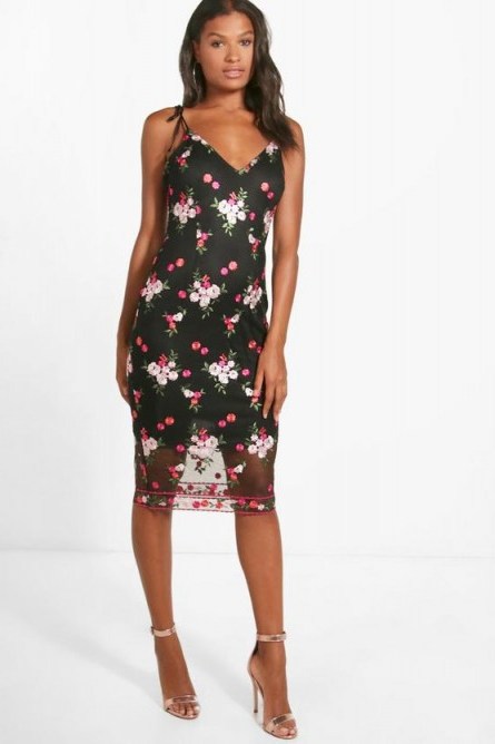boohoo Boutique Eve Embroidered Midi Dress p - flipped