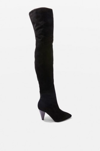 BOXER High Leg Boots – black suede over the knee - flipped