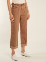 BRUNELLO CUCINELLI Boyfriend-fit cotton-blend jeans ~ camel-brown denim ~ casual style