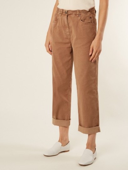 BRUNELLO CUCINELLI Boyfriend-fit cotton-blend jeans ~ camel-brown denim ~ casual style - flipped