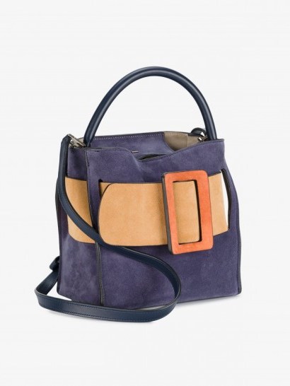 Boyy Devon 21 Tote Bucket Bag / small chic handbags / purple and orange suede bags - flipped