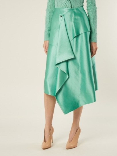 SIES MARJAN Brady asymmetric duchess-satin skirt | mint-green folder skirts - flipped