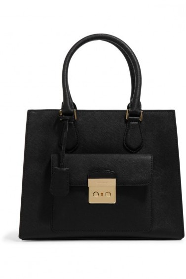 MICHAEL MICHAEL KORS Bridgette medium textured-leather tote ~ black top handle bags - flipped