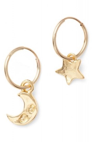 BRITT BOLTON Moon & Star Drop Earrings – small delicate jewellery - flipped