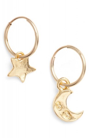 BRITT BOLTON Moon & Star Drop Earrings – small delicate jewellery