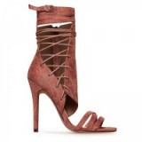 EGO Britz Lace Up Heel In Blush Faux Suede