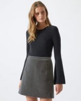 JIGSAW BRUSHED VELVET MINI SKIRT / grey A-line skirts
