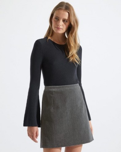 JIGSAW BRUSHED VELVET MINI SKIRT / grey A-line skirts - flipped