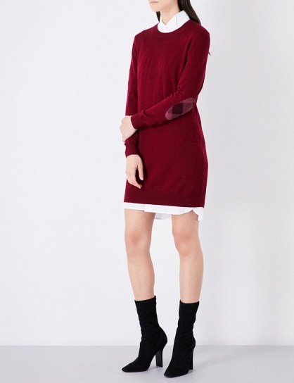 BURBERRY Alewater wool dress – burgundy knitted dresses – red knitwear - flipped