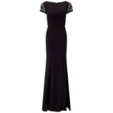 Adrianna Papell Side Pleat Crepe Knit Gown, Black ~ chic evening wear