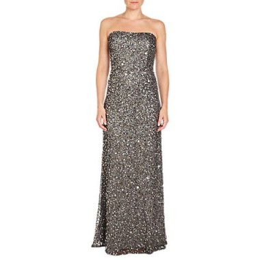 Adrianna Papell Strapless Crunchy Bead Gown, Lead ~ glamorous evening gowns - flipped