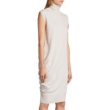 AllSaints Demi Sleeveless Turtleneck Knee Length Dress, White / fine knit dresses