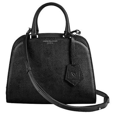Aspinal of London Hepburn Leather Mini Grab Bag, Lizard Black - flipped